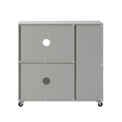 SoBuy FSB78-HG Desserte Cuisine avec Roulettes, Roues et Support Micro-Ondes, Mobile, pour Cuisine et Salle à Manger, Usage Quotidien – L88,5×P40×H89 cm, Gris
