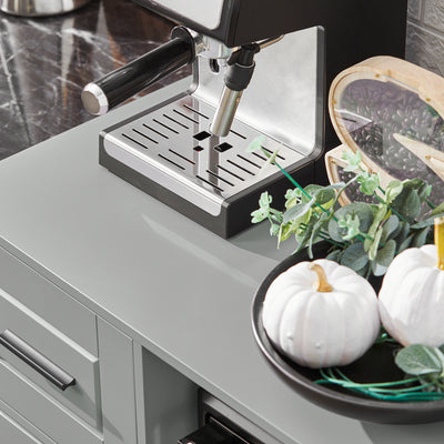 SoBuy FSB78-HG Desserte Cuisine avec Roulettes, Roues et Support Micro-Ondes, Mobile, pour Cuisine et Salle à Manger, Usage Quotidien – L88,5×P40×H89 cm, Gris