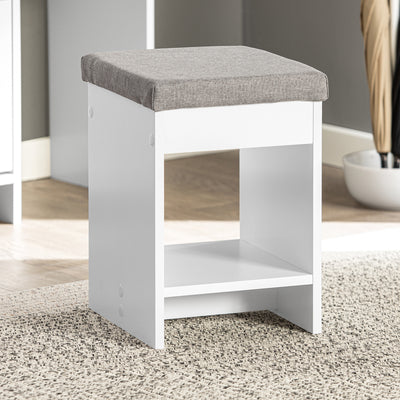 SoBuy FSR107-W Armoire à Chaussures avec Tabouret, 1 Porte et 3 Abattants, Meuble d'Entrée – 95x30x121 cm, Blanc