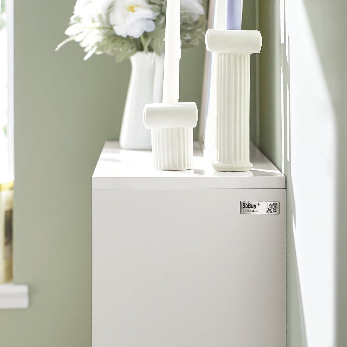 SoBuy FSR134-W Banc à Chaussures Modulable avec Armoire sur Pieds, Meuble d'Entrée – 124x24x126 cm, Blanc