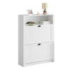Prévente SoBuy FSR87-W Armoire à Chaussures 2 Abattants et Compartiment Ouvert pour Entrée Couloir – 80x24x110 cm, Blanc