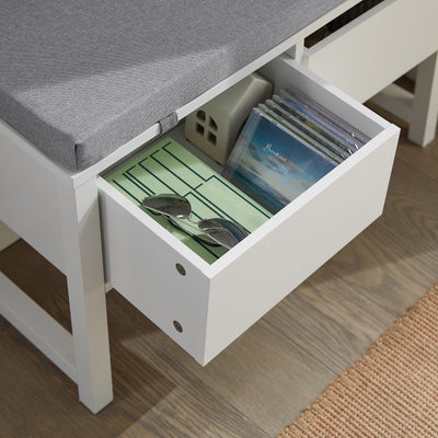 SoBuy FSR88-W Banc à Chaussures avec Coussin Rembourré et Rangement pour Entrée Couloir – 72x30x46 cm, Blanc
