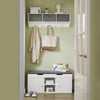 SoBuy FSR96-W Banc à Chaussures avec Coussin Rembourré, 2 Portes et 3 Étagères Réglables, Design Moderne, Compact – L100×P34×H47 cm, Charge 150 kg, Blanc