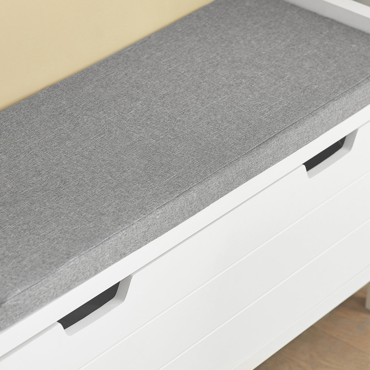 SoBuy FSR97-W Banc à Chaussures avec Coussin Rembourré et Étagères, Meuble d'Entrée – 91x30x50 cm, Blanc