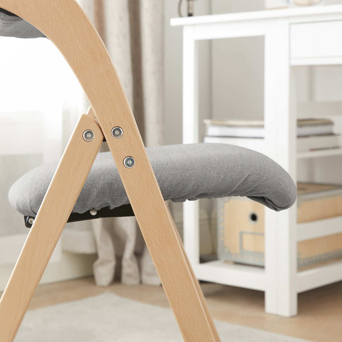 SoBuy FST92-N Chaise Pliante Rembourrée en Bois – Gain de Place – Gris