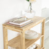 SoBuy FWT70-N Table Pliante en Bois d'Hévéa – 98×60 cm, 3 Étagères, Naturel
