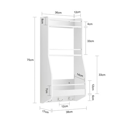SoBuy KCR12-W Étagère à Suspendre Étagere Rangement murale Étagère à Épices Rangement Cuisine Étagère de salle de bain