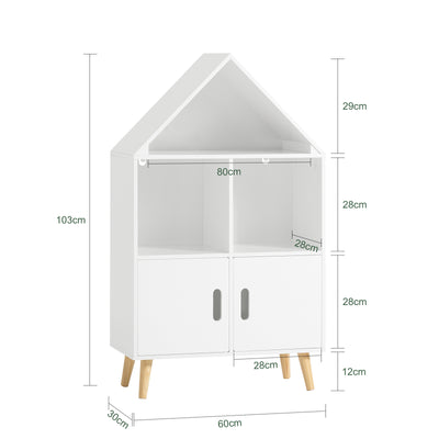 SoBuy KMB58-W Bibliothèque Enfant avec 2 Compartiments et 2 Portes, pour Chambre d’Enfant, Rangement Optimisé, Design Fonctionnel – L63×P30×H103 cm, Blanc