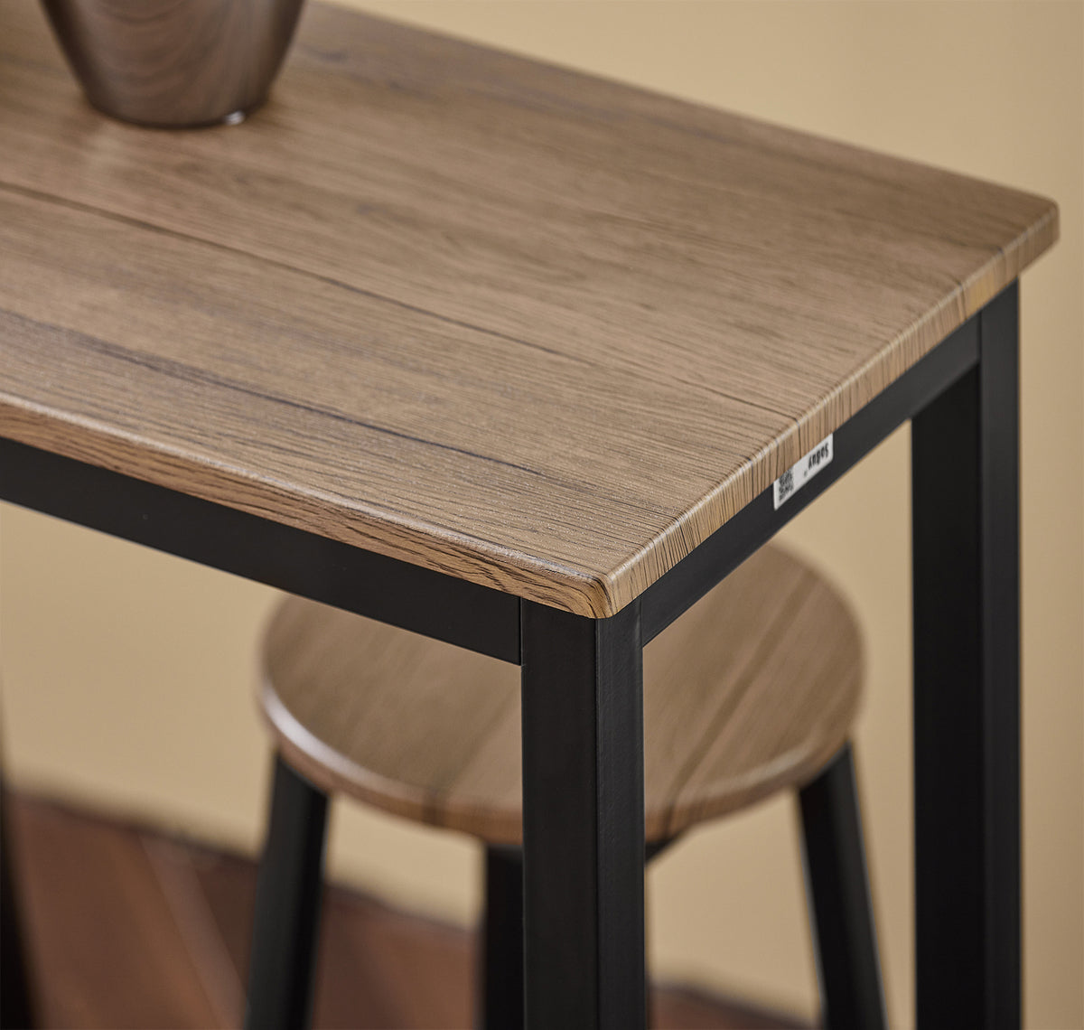 SoBuy OGT22-SCH Ensemble Table Haute et 4 Tabourets de Bar avec Repose-Pieds – L120×P40×H100 cm, Tabouret 150 kg, MDF + Acier Noir