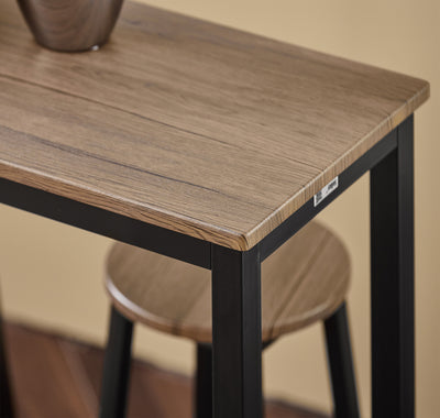 SoBuy OGT22-SCH Ensemble Table Haute et 4 Tabourets de Bar avec Repose-Pieds – L120×P40×H100 cm, Tabouret 150 kg, MDF + Acier Noir