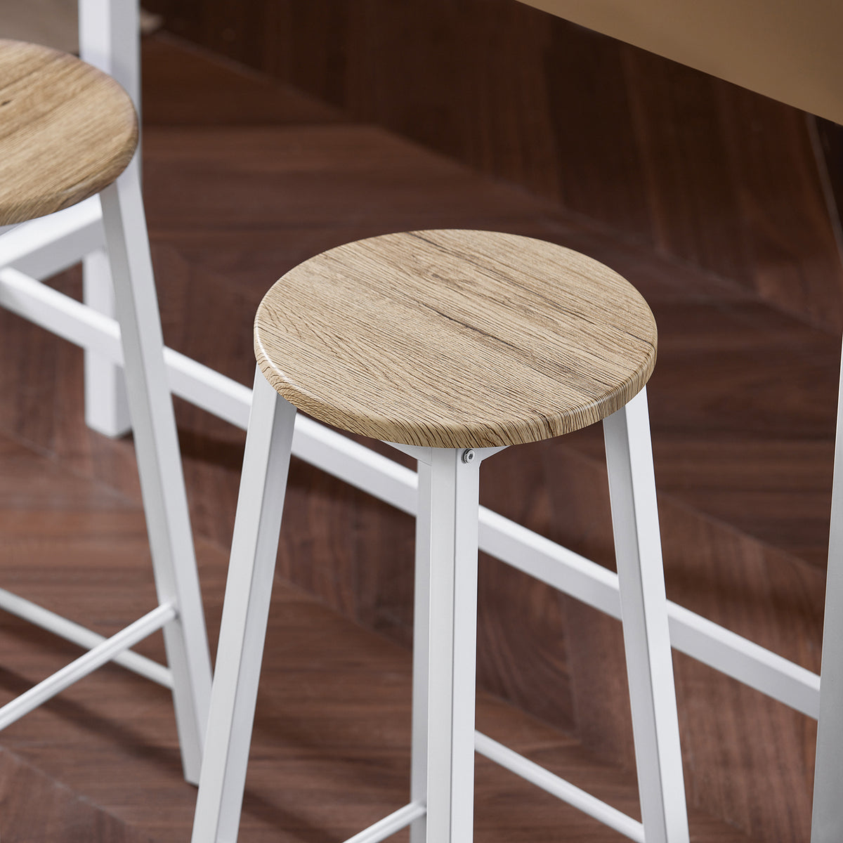 SoBuy OGT22-WN Ensemble Table de Bar + 4 Tabourets – Table Haute 120 cm, Repose-Pieds, Tabourets Rangeables, Blanc