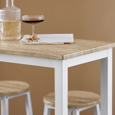 SoBuy OGT22-WN Ensemble Table de Bar + 4 Tabourets – Table Haute 120 cm, Repose-Pieds, Tabourets Rangeables, Blanc